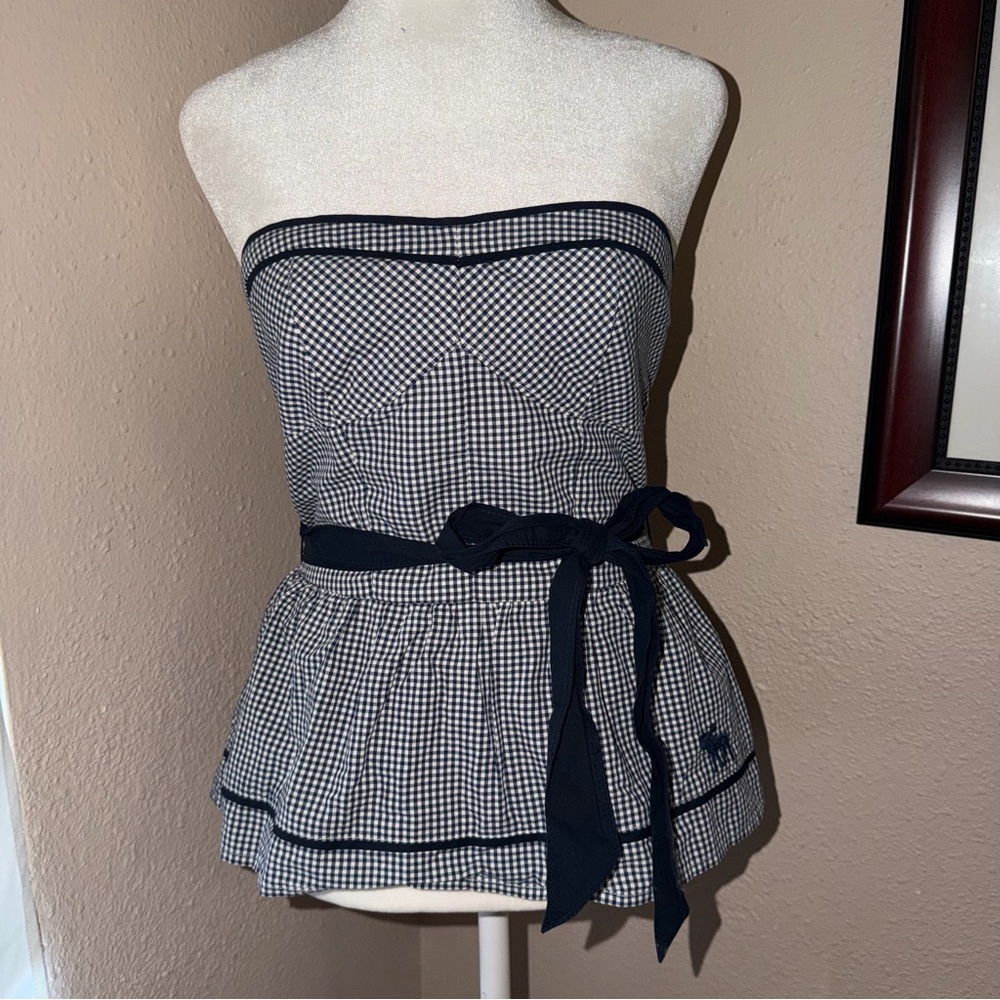 NWT! Vintage Y2K Abercrombie & Fitch 2000s Gingham Strapless Babydoll Tube Top